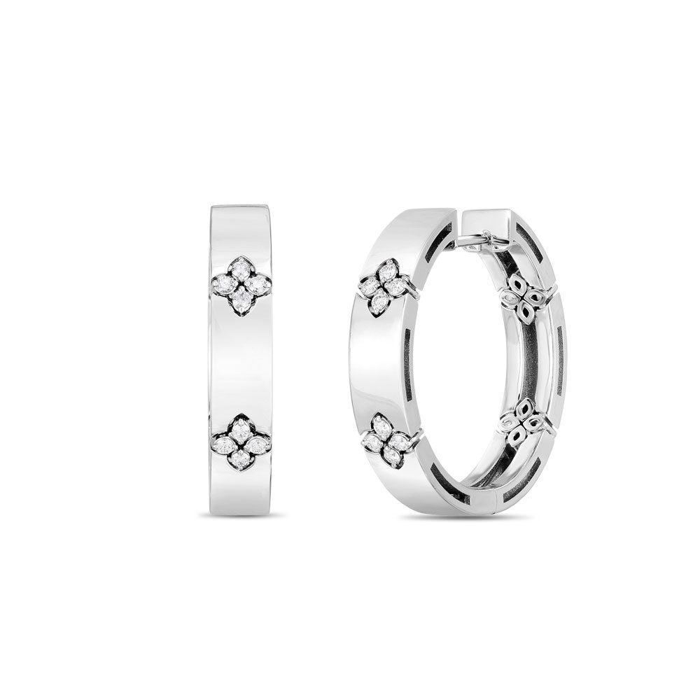 Roberto Coin Love in Verona 18ct White Gold 0.15ct Diamond Hoop Earrings - Gold