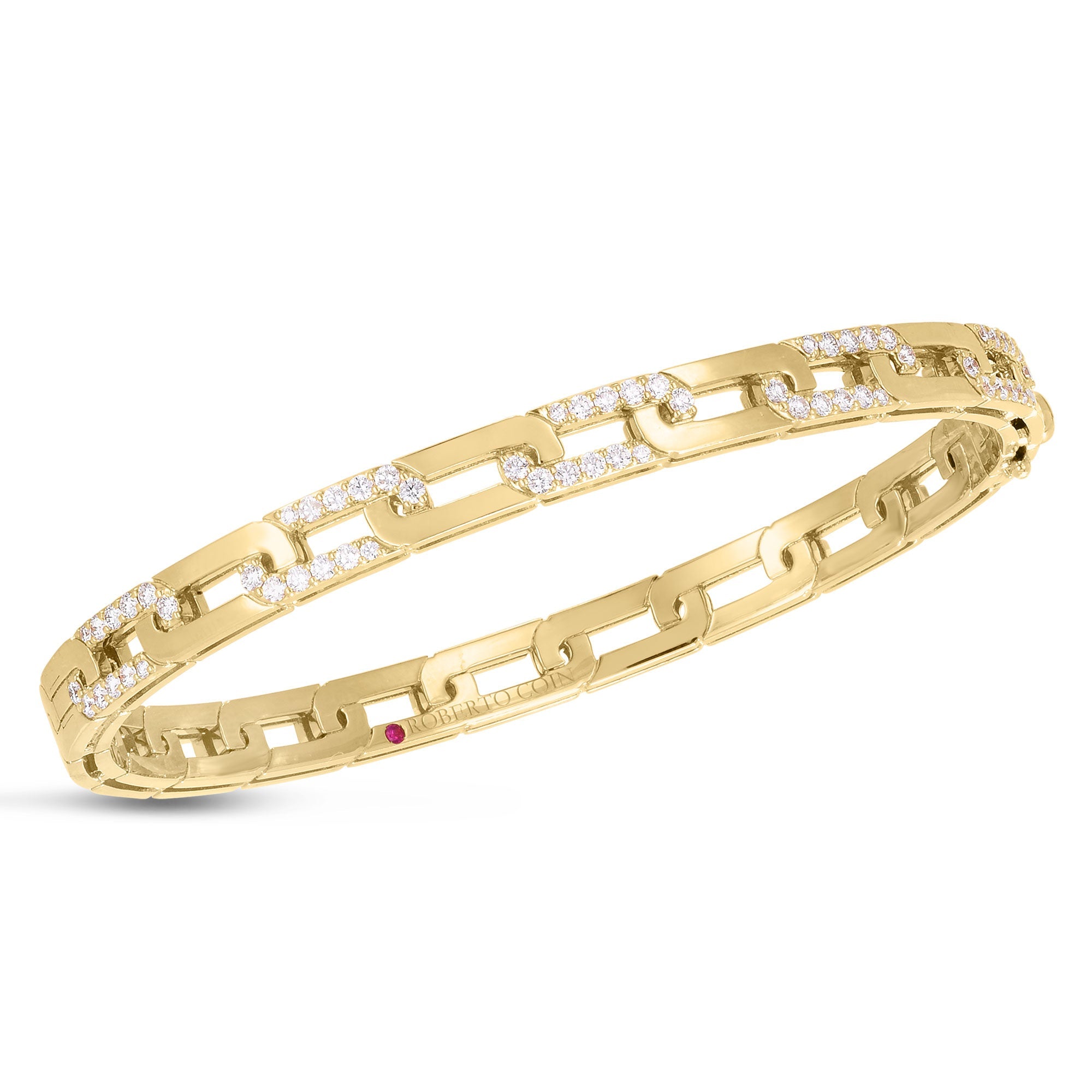 Roberto Coin Navarra 18ct Yellow Gold Diamond Bangle - Gold