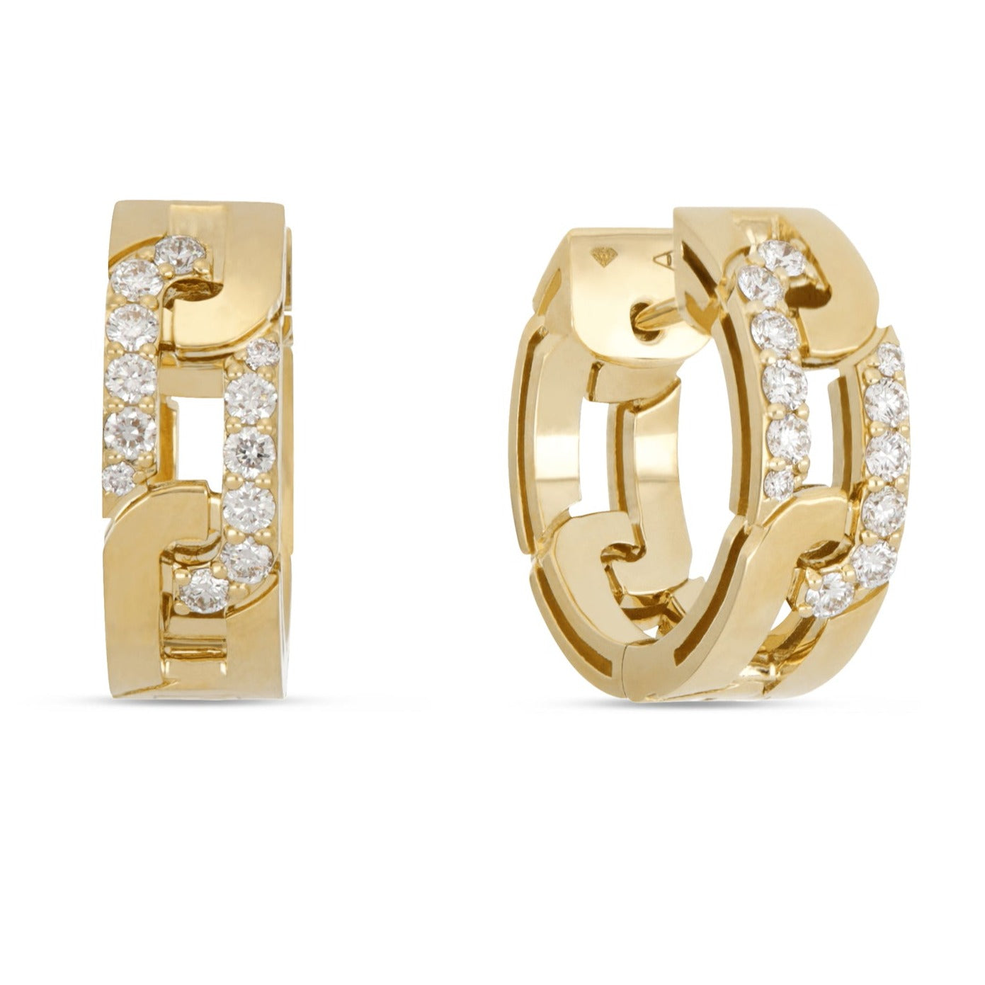 Roberto Coin Navarra 18ct Yellow Gold Diamond Hoop Earrings - Gold