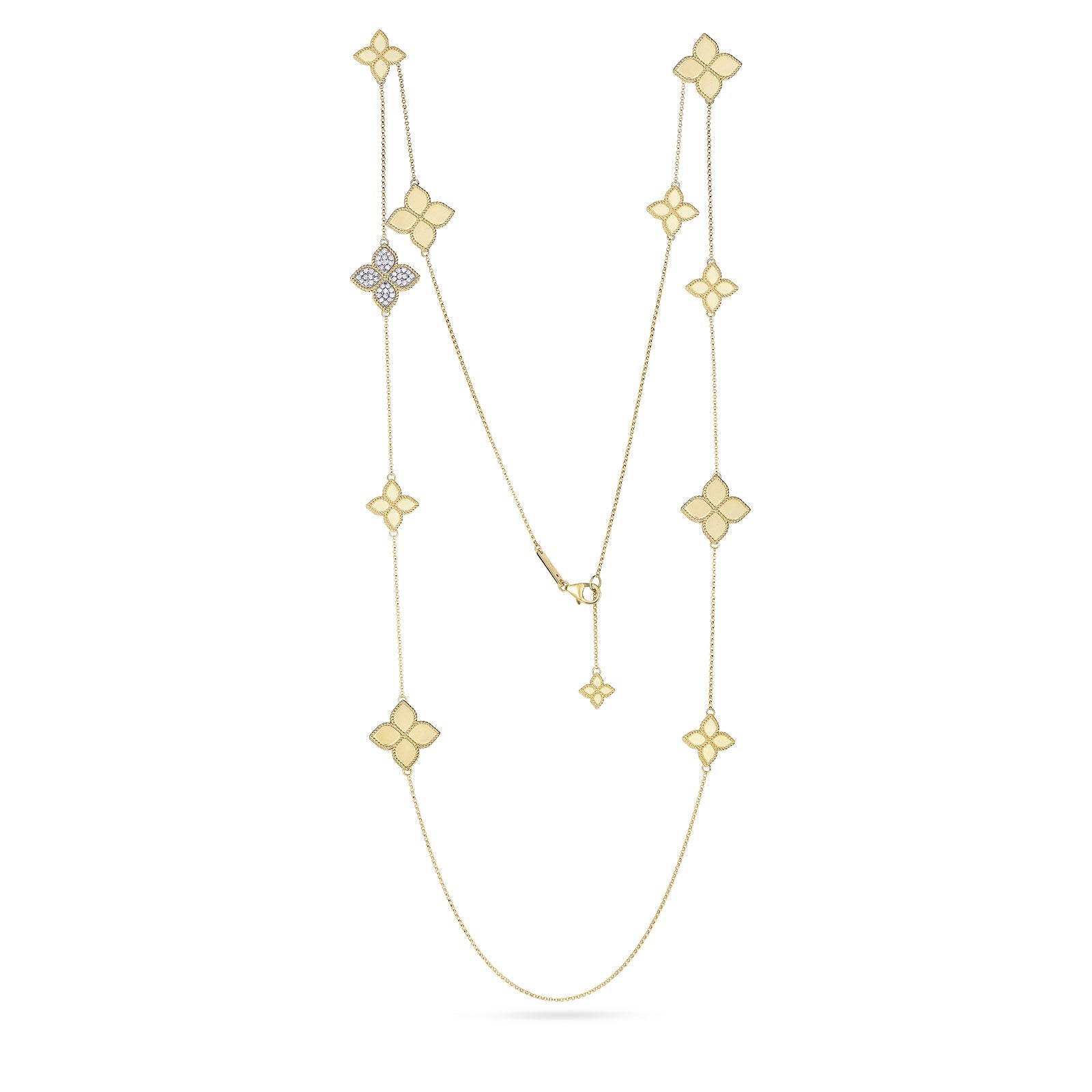 Roberto Coin Princess Flower 18ct Yellow Gold 0.45ct Diamond Necklace - Gold