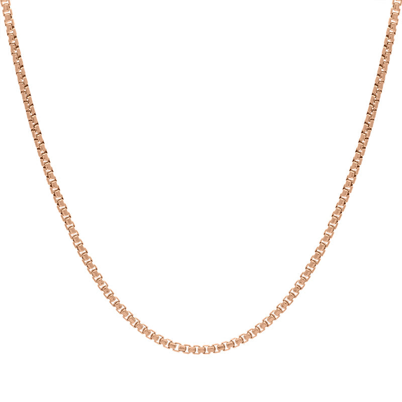 Rose Gold Plated Sterling Silver 18 Inch Box Chain - Rose Gold