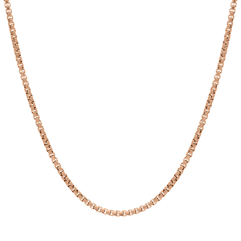 Rose Gold Plated Sterling Silver 24 Inch Box Chain - Rose Gold