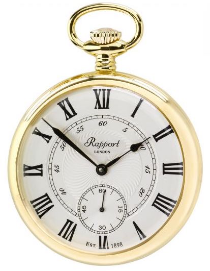 Rapport Pocket Watch Mechanical Open Face Gold Plated - White