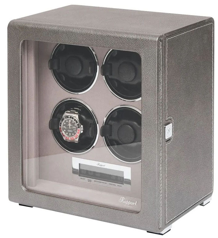 Rapport Watch Winder Quantum Quad Four Leather Grey - Grey