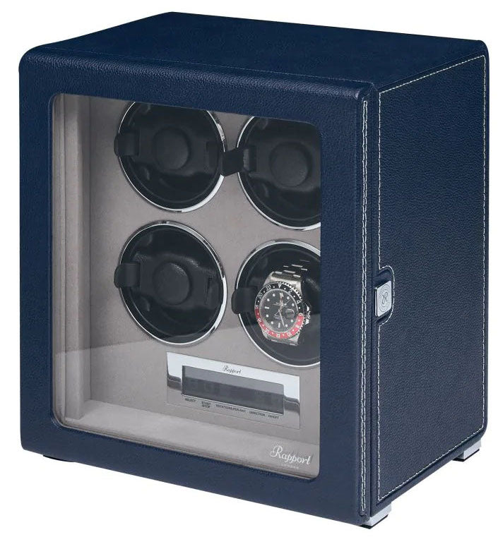 Rapport Watch Winder Quantum Quad Four Leather Blue - Blue