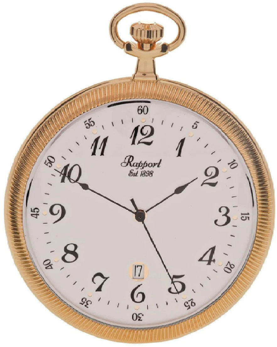 Rapport Pocket Watch Slim Open Face Gold - White