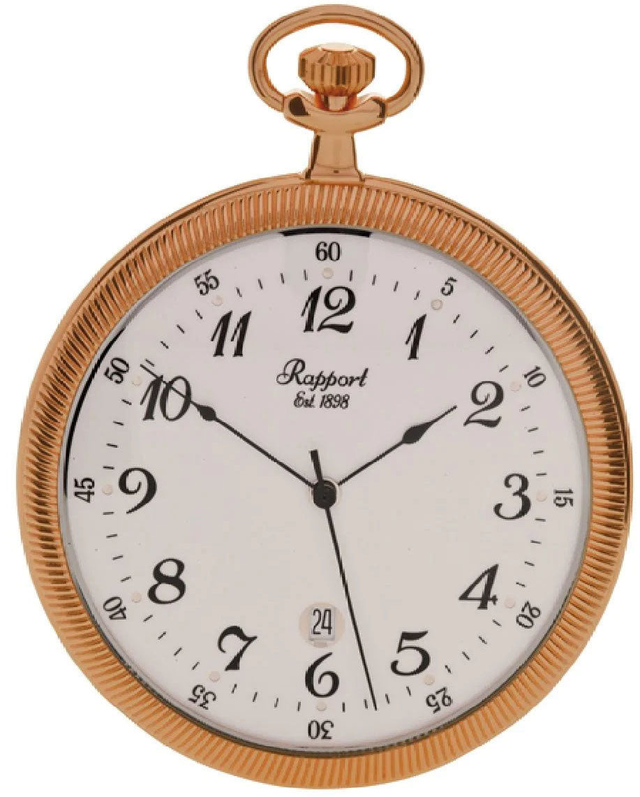 Rapport Pocket Watch Slim Open Face Rose Gold - White