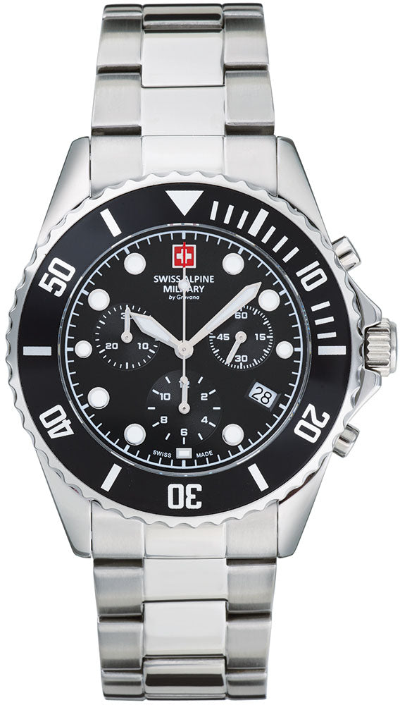 Swiss Alpine Military Watch Master Diver Chrono Chronograph - Black