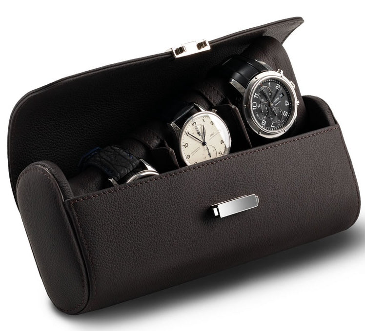 Scatola del Tempo Watch Case Viaggio Pochette Chocolate