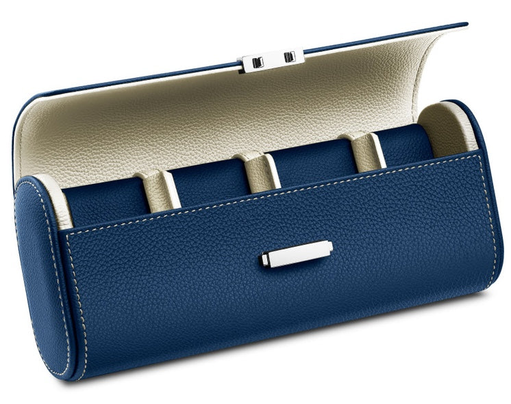 Scatola del Tempo Watch Case Viaggio Pochette Blue Off White