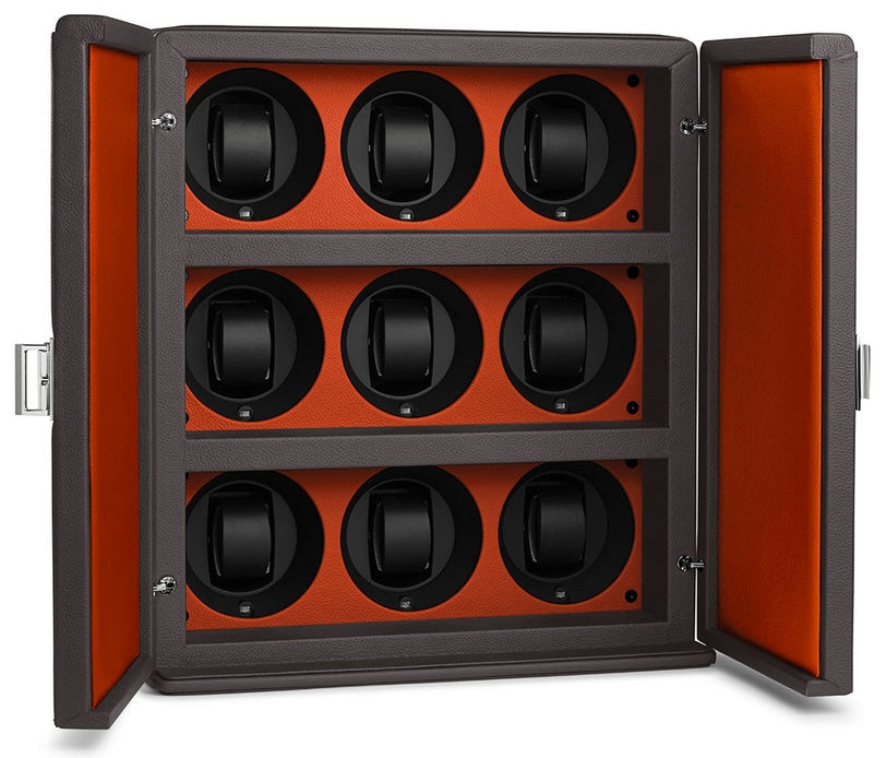Scatola del Tempo Watch Winder Rotore 9 Grey Orange