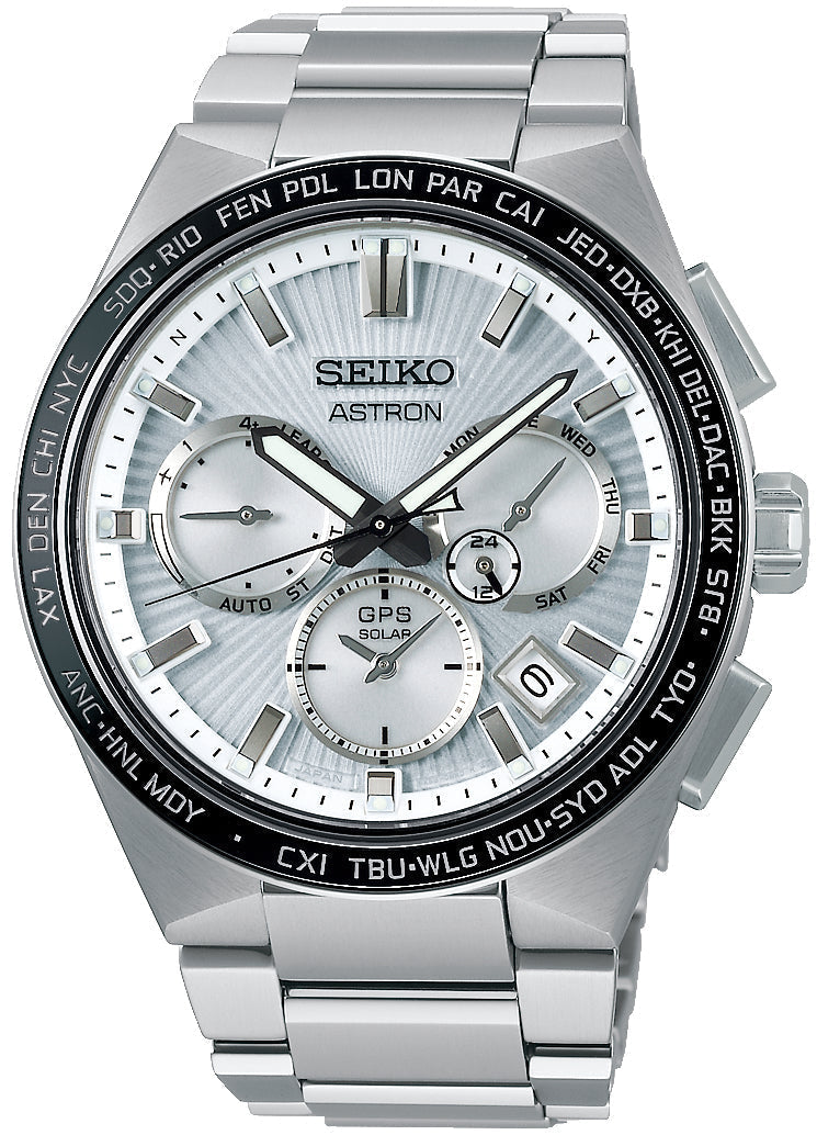 Seiko Astron Watch Sunray Silver Lining GPS Solar - Silver