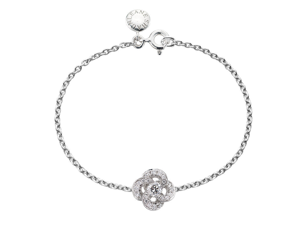 Shaun Leane Entwined 18ct White Gold Diamond Pave Petal Flower Bracelet - White Gold
