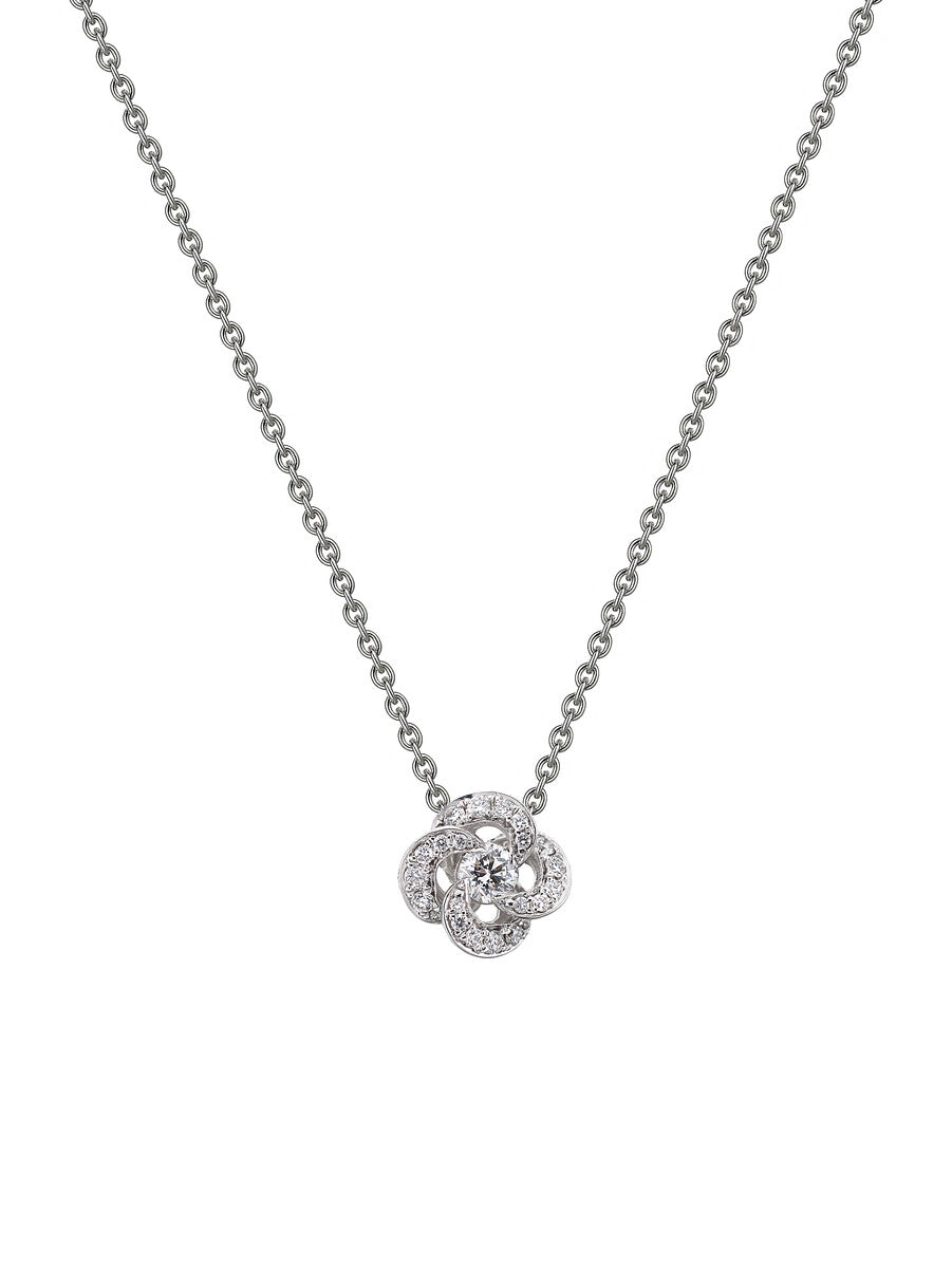 Shaun Leane Entwined 18ct White Gold Diamond Pave Petal Flower Necklace - White Gold