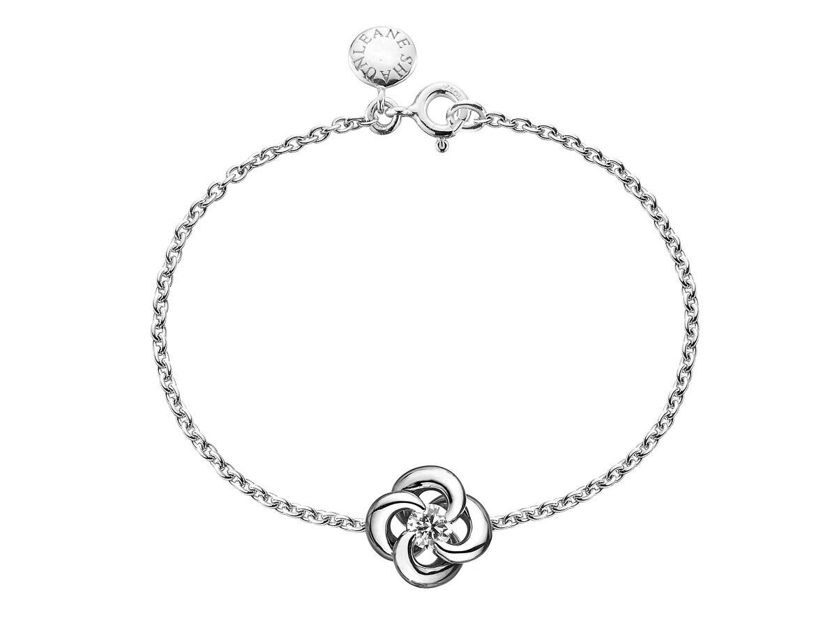 Shaun Leane Entwined 18ct White Gold Diamond Petal Flower Bracelet - White Gold