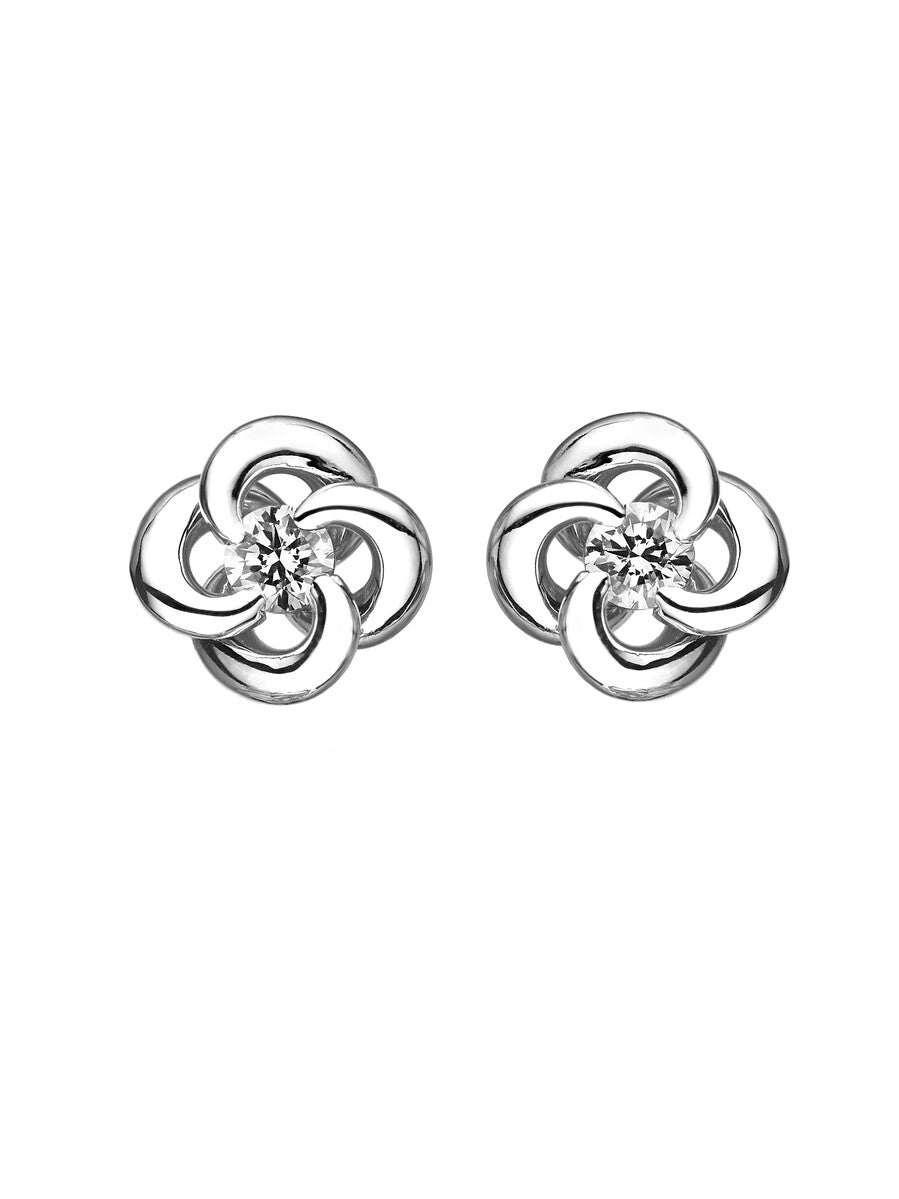 Shaun Leane Entwined 18ct White Gold Diamond Petal Flower Stud Earrings - White Gold