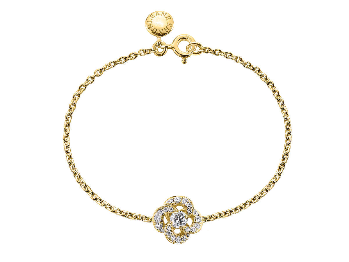 Shaun Leane Entwined 18ct Yellow Gold Diamond Pave Petal Flower Bracelet - Yellow Gold