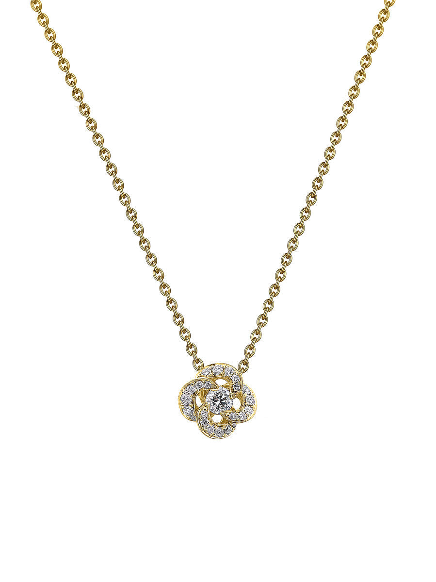 Shaun Leane Entwined 18ct Yellow Gold Diamond Pave Petal Flower Necklace - Yellow Gold