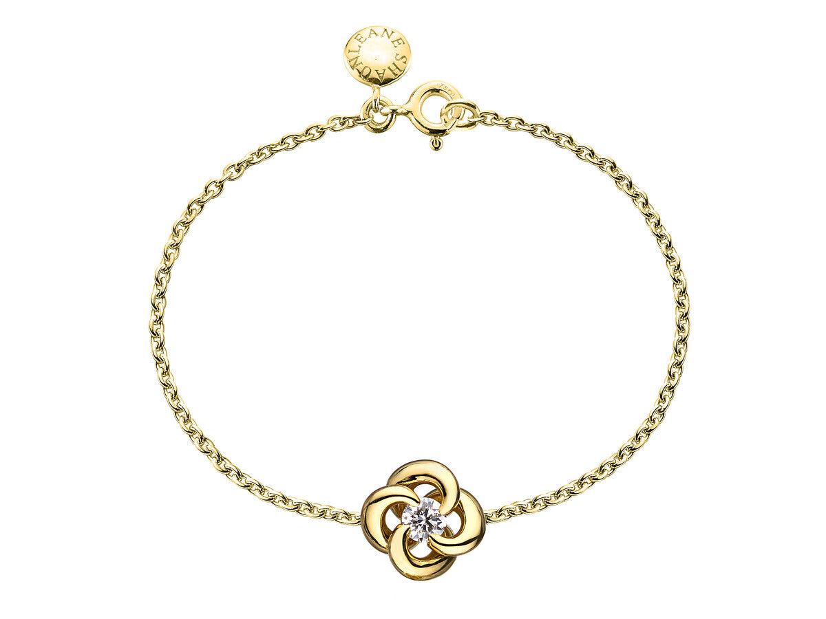 Shaun Leane Entwined 18ct Yellow Gold Diamond Petal Flower Bracelet - Yellow Gold