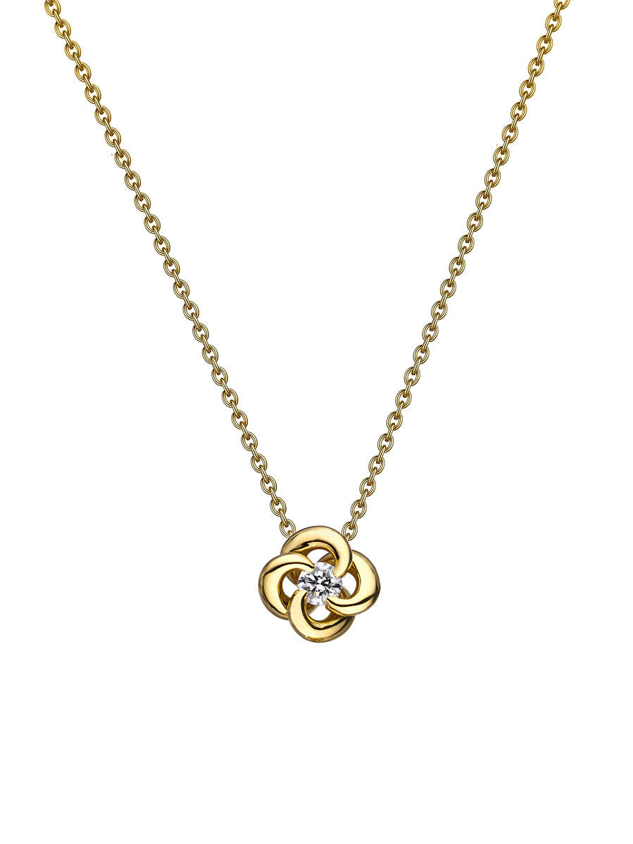 Shaun Leane Entwined 18ct Yellow Gold Diamond Petal Flower Necklace - Yellow Gold