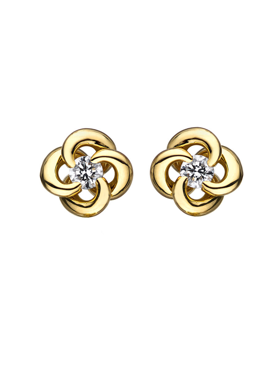 Shaun Leane Entwined 18ct Yellow Gold Diamond Petal Flower Stud Earrings - Yellow Gold