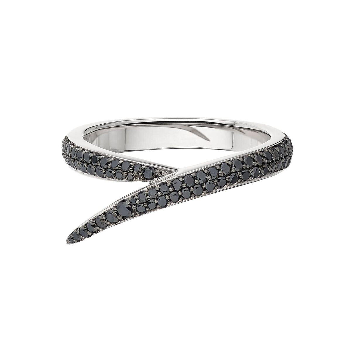 Shaun Leane Interlocking 18ct White Gold Black Diamond Single Ring - S