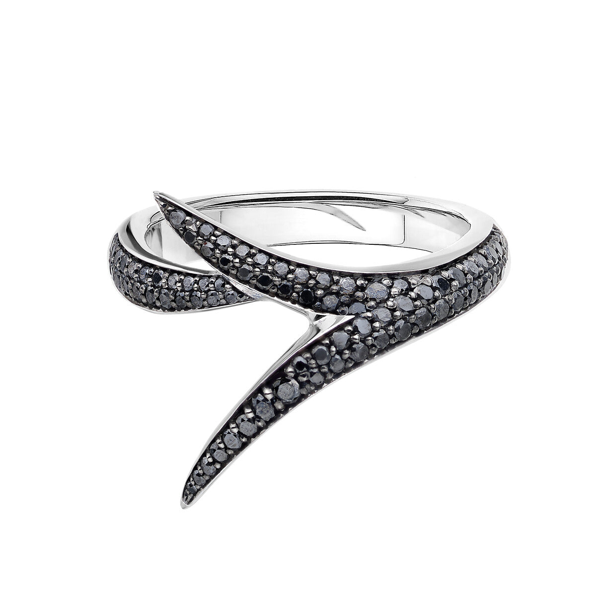 Shaun Leane Interlocking Embrace 18ct White Gold Black Diamond Ring - R
