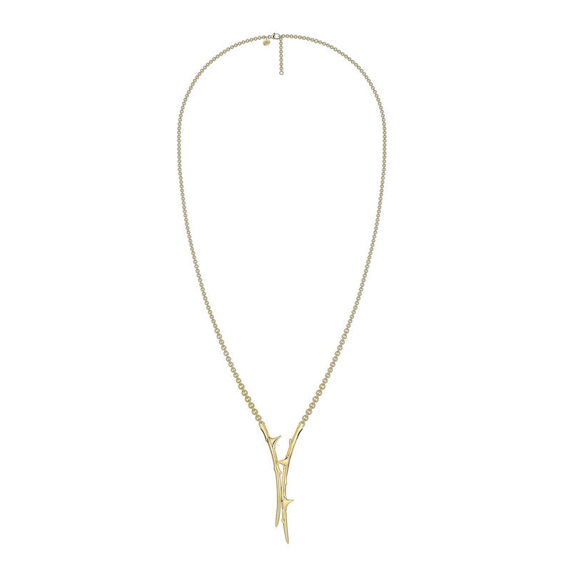 Shaun Leane Rose Thorn 18ct Yellow Gold Plated Sterling Silver Drop Lariat Necklace - Gold