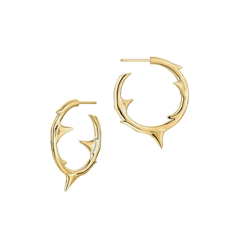 Shaun Leane Rose Thorn 18ct Yellow Gold Plated Sterling Silver Medium Hoop Earrings - Silver