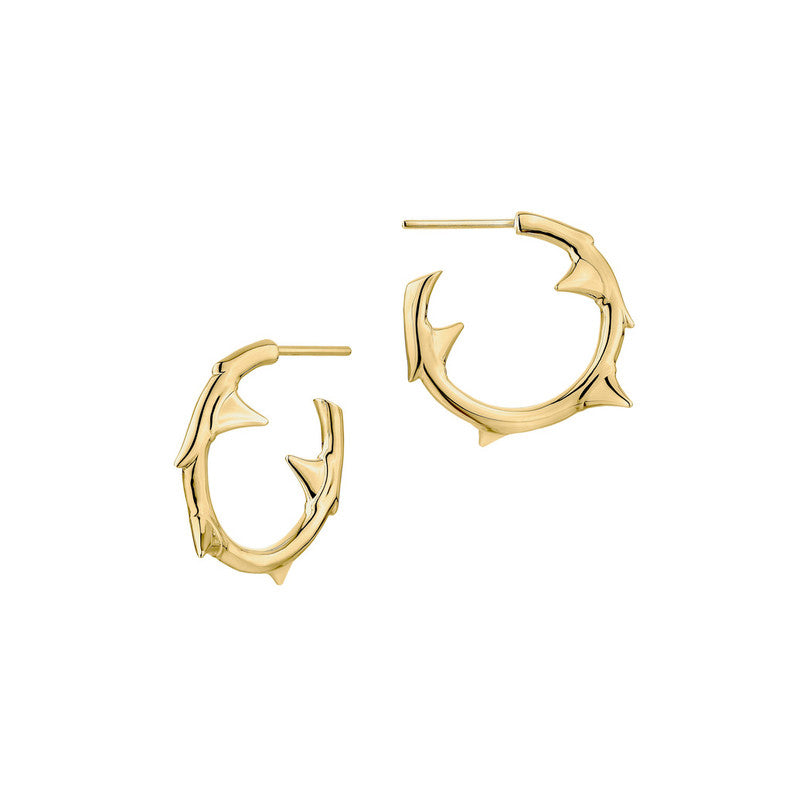 Shaun Leane Rose Thorn 18ct Yellow Gold Plated Sterling Silver Small Hoop Earrings - Gold
