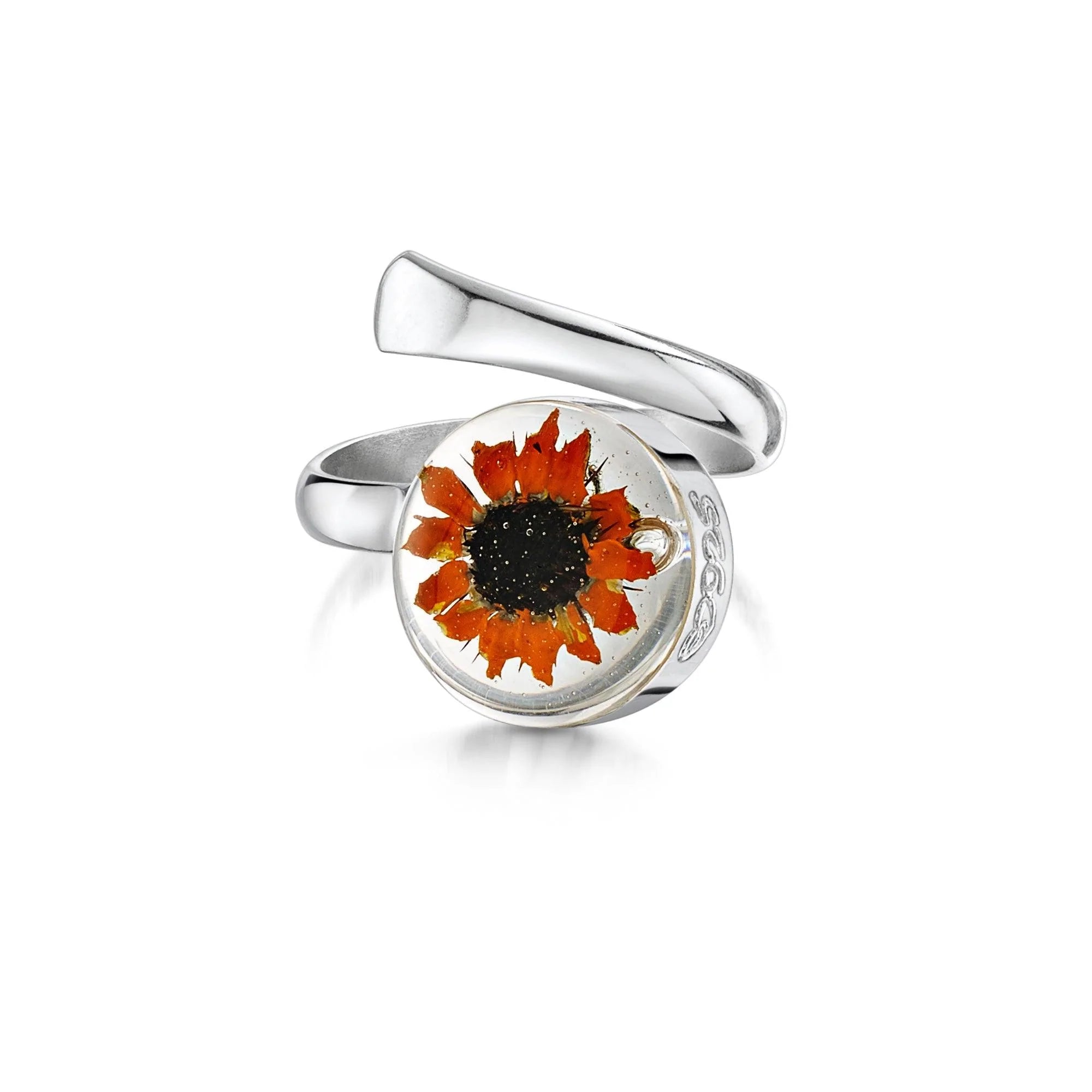 Shrieking Violet Sterling Silver Susan Sunflower Adjustable Ring - Silver