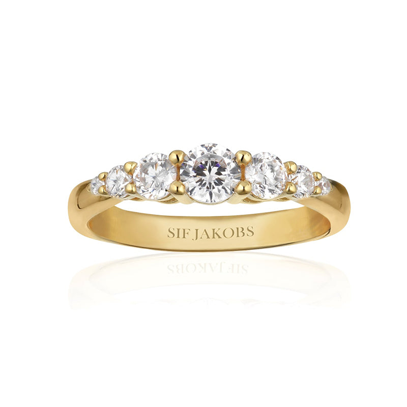 Sif Jakobs Belluno 18ct Gold Plated Sterling Silver White Zirconia Band Ring - 54