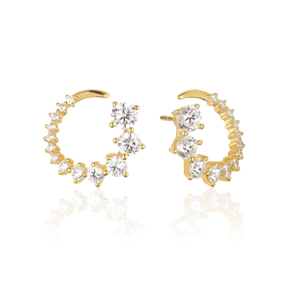 Sif Jakobs Belluno 18ct Gold Plated Sterling Silver White Zirconia Circle Stud Earrings - Silver