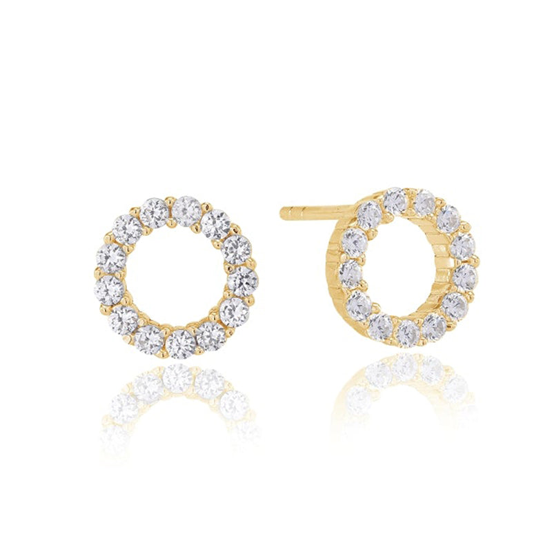 Sif Jakobs Biella 18ct Gold Plated Sterling Silver White Zirconia Piccolo Stud Earrings - Silver