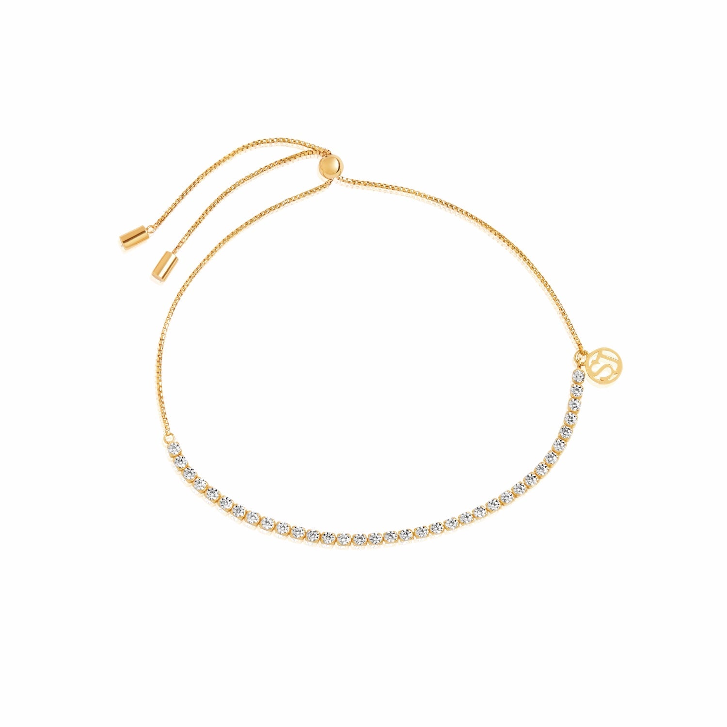 Sif Jakobs Ellera 18ct Gold Plated Sterling Silver White Zirconia Adjustable Tennis Bracelet - Silver