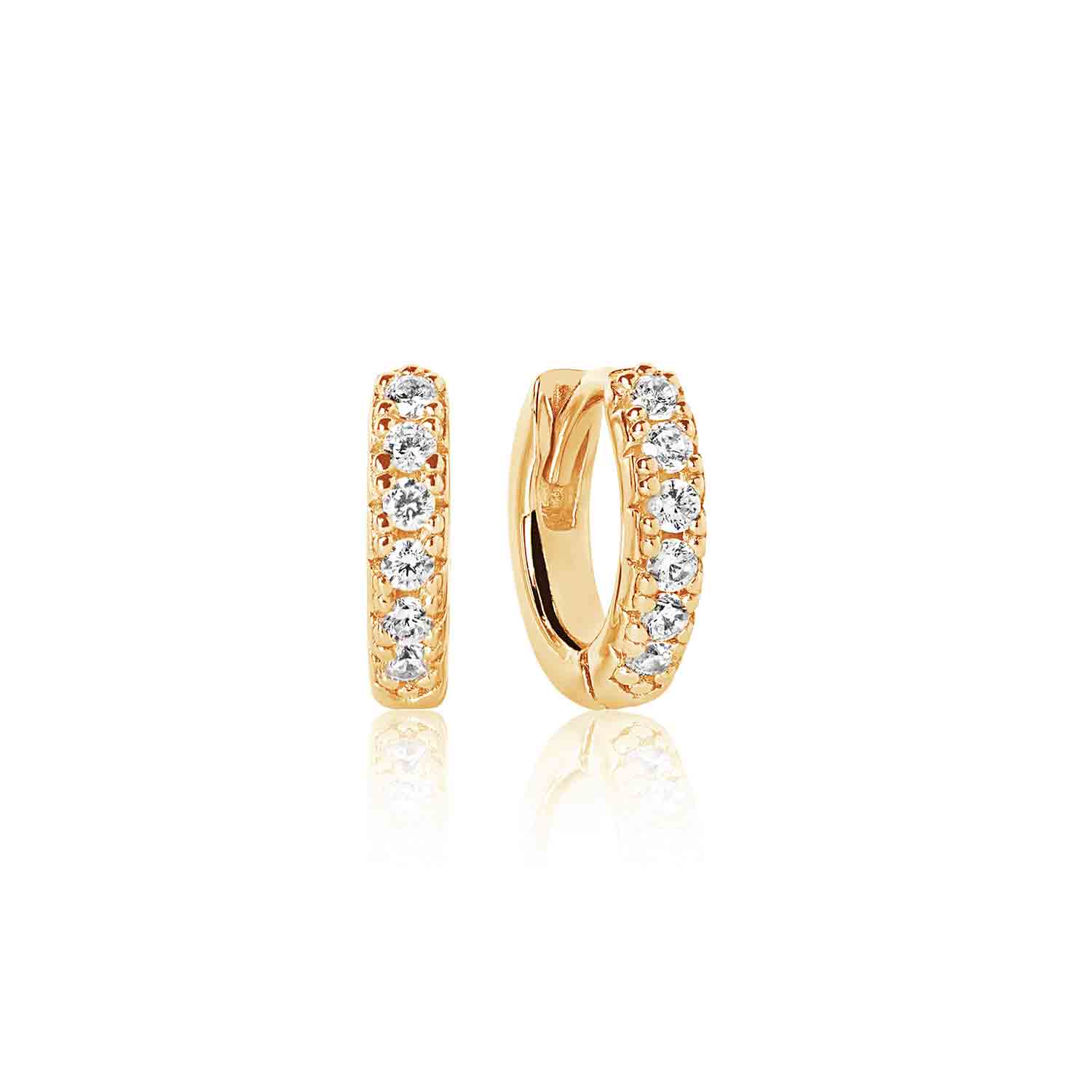 Sif Jakobs Ellera Piccolo 18ct Gold Plated Sterling Silver White Zirconia Hoop Earrings - Silver