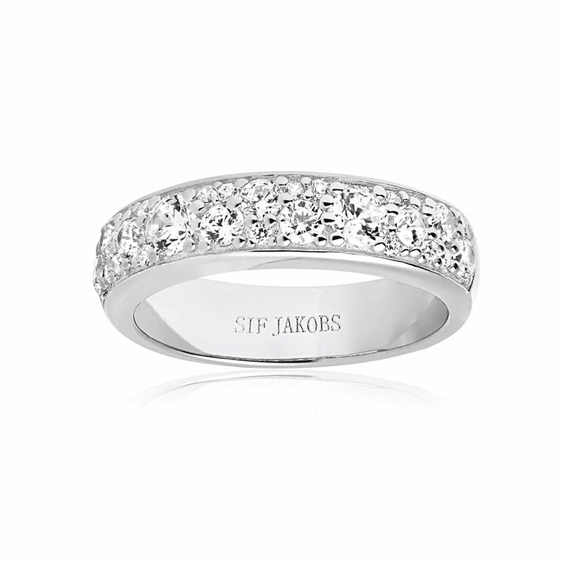 Sif Jakobs Novara Sterling Silver White Zirconia Band Ring D - 52