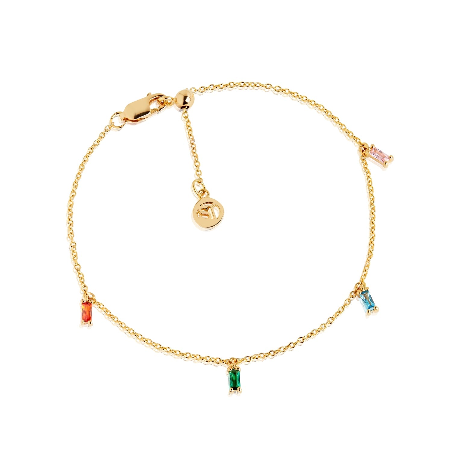 Sif Jakobs Princess 18ct Gold Plated Sterling Silver Multicolour Zirconia Baguette Bracelet - Silver
