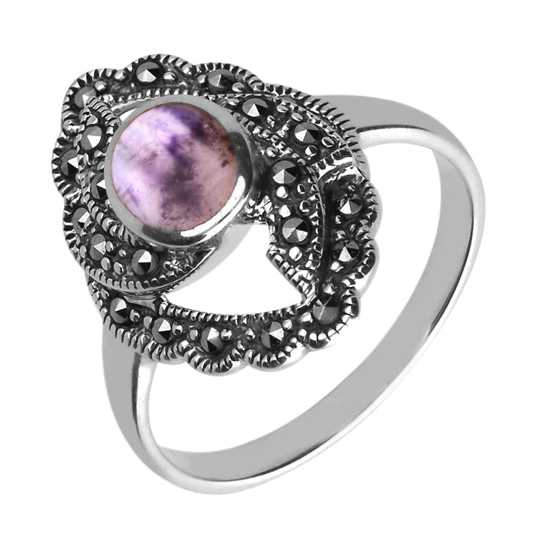 Sterling Silver Blue John Marquise Oval Centre Twisted Ring - Option1 Value Silver