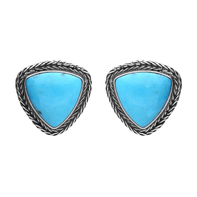 Sterling Silver Turquoise Triangular Large Foxtail Earrings D - Option1 Value Silver