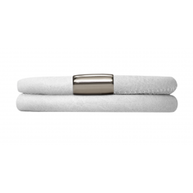 Endless White Leather Bracelet 40 cm - Silver