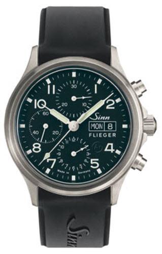 Sinn Watch 358 Sa Pilot Rubber - Black