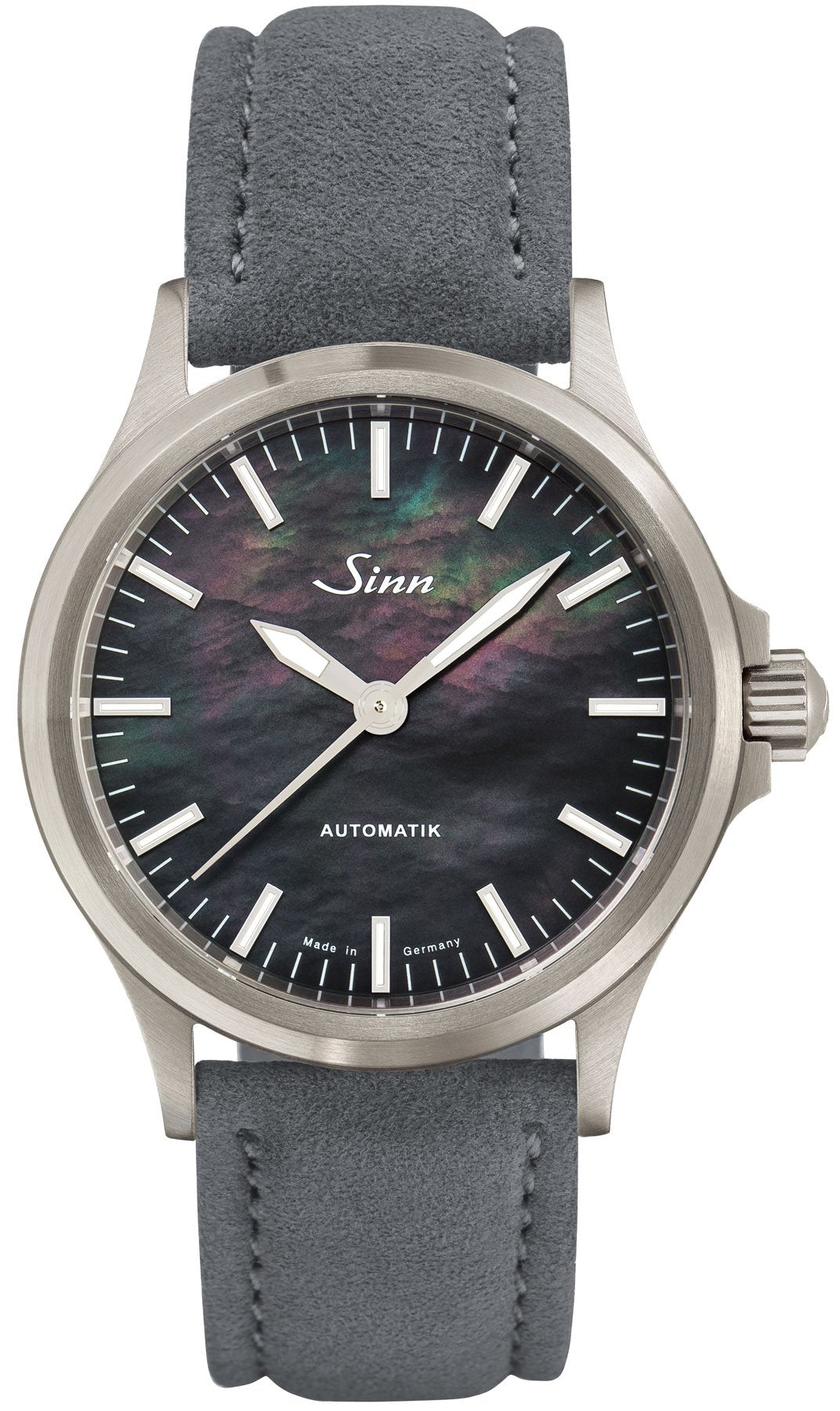 Sinn Watch 556 I Mother of Pearl S Grey Alcantara Leather Strap - Black