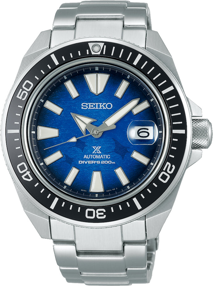 Seiko Watch Prospex Save the Ocean King Samurai Turtle Manta Ray Special Edition - Blue