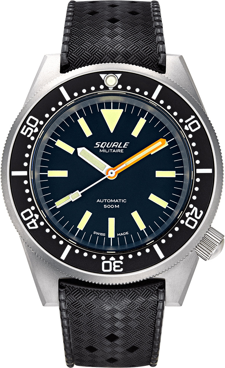 Squale Watch 1521 Militaire Steel Blasted Rubber - Black