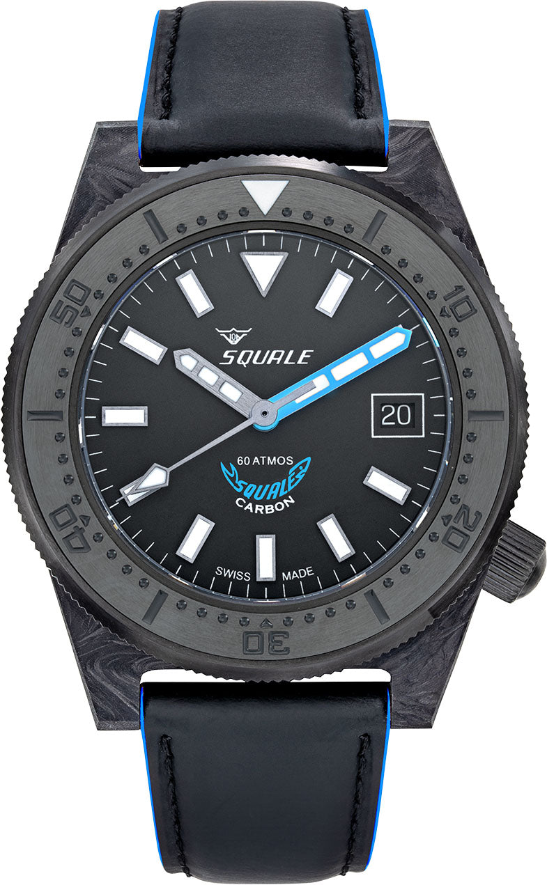 Squale Watch T183 Blue Forged Carbon Leather - Grey