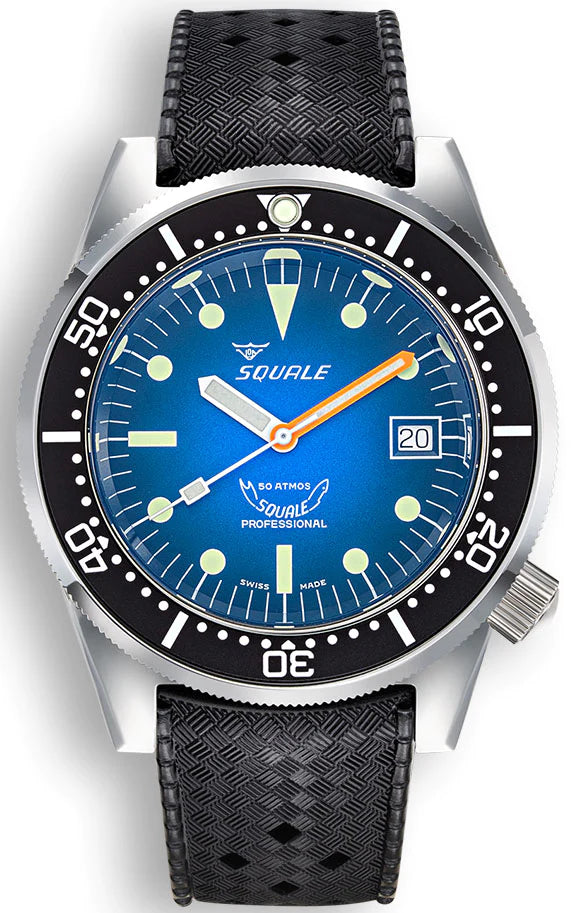 Squale Watch 1521 Blue Ray Rubber - Blue