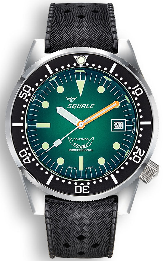 Squale Watch 1521 Green Ray Rubber