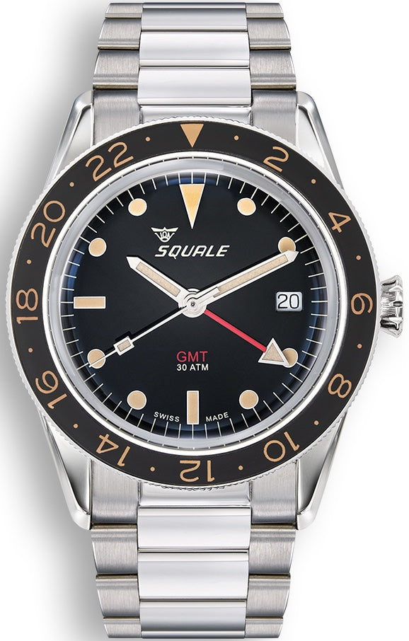 Squale Watch Sub-39 GMT Vintage Black Bracelet