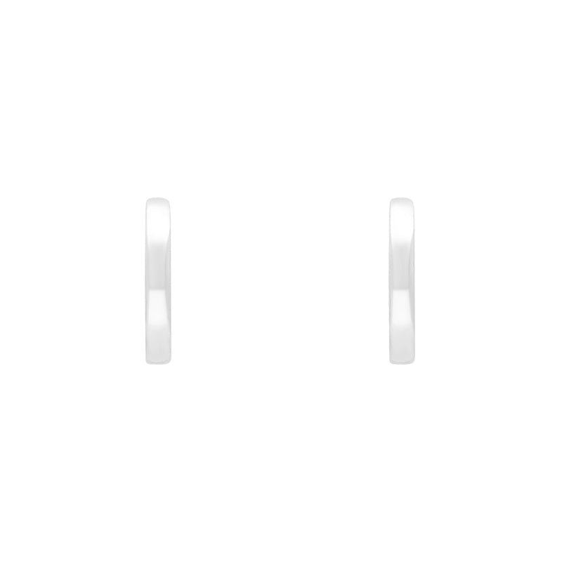 Sterling Silver 14mm Round Domed Hoop Earrings - Silver